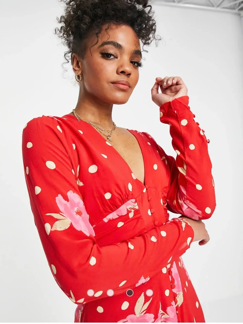 Free People Date Night Mini Dress In Floral Spot Print-red NWT